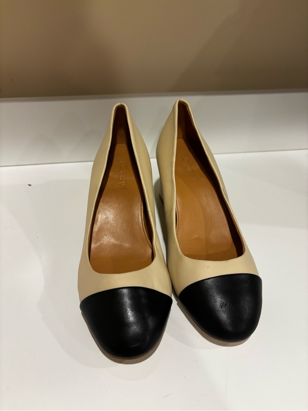 J.Crew Cream and Black Cap-Toe  Pumps